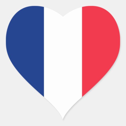 French Flag Blue White and Red Tricolor Heart Heart Sticker