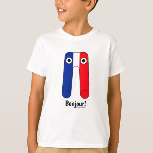 French Flag Blue White Red Bonjour! T-Shirt