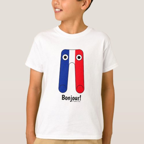 French Flag Blue White Red Bonjour T_Shirt