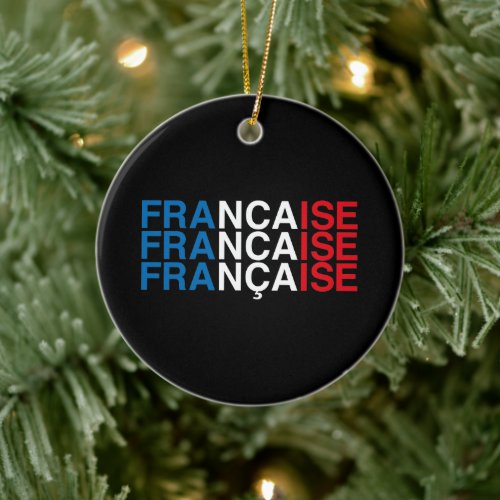 FRENCH Flag Ceramic Ornament