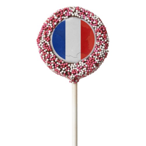 French flag chocolate covered oreo pop