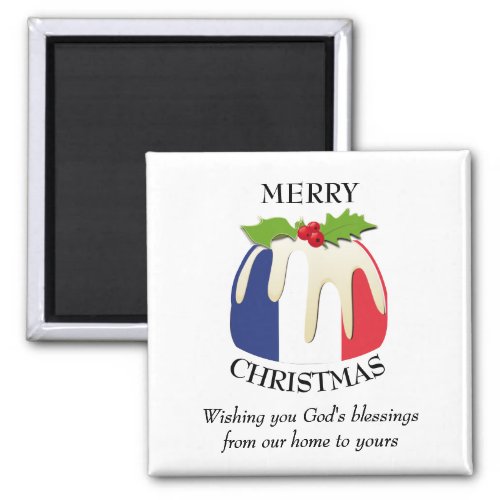 FRENCH FLAG Christmas Pudding Magnet
