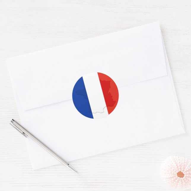French flag classic round sticker (Envelope)