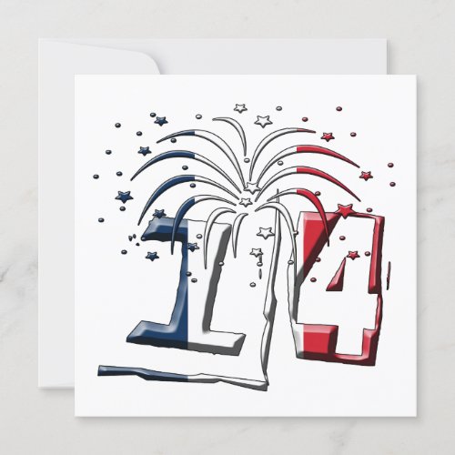 French Flag Colors July 14 Happy Bastille Day Invitation