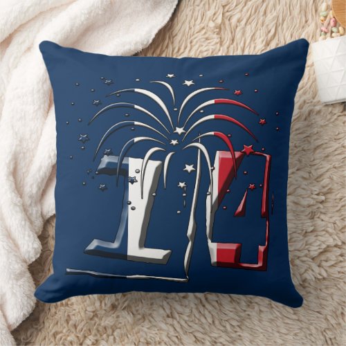French Flag Colors Number 14 Bastille Day Throw Pillow