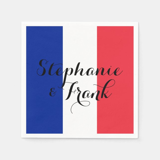 French Flag Colors Wedding Napkins (Front)