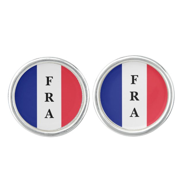French flag cuff links with personalized monogram (Front)