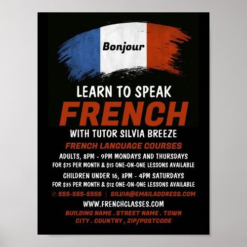 French Flag Design French Language Course Poster