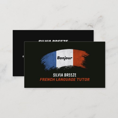 French Flag Design French Language Tutor Teacher Business Card