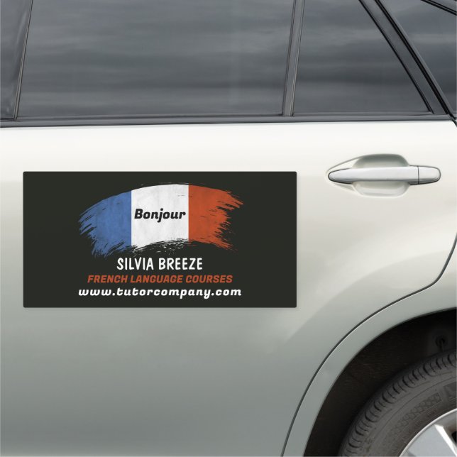 French Flag Design, French Language Tutor, Teacher Car Magnet (In Situ)
