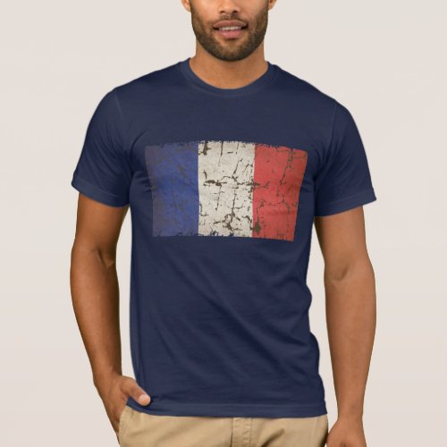 French Flag Distressed T_Shirt