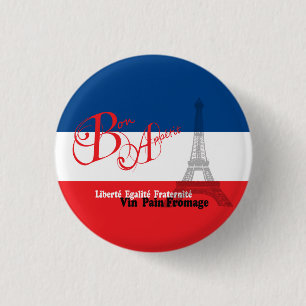French Flag Eiffel Tower Bon Appetit Pinback Button