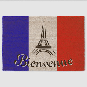 French Flag Eiffel Tower Design Coir DoorMat Fiber Doormat