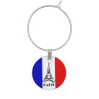 French Flag Eiffel Tower Design Wine Charm