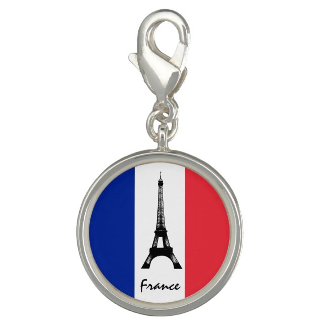 French flag & Eiffel Tower - France /sports fans Charm (Front)