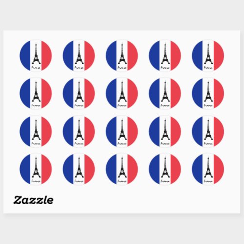 French flag  Eiffel Tower _ France sports fans Classic Round Sticker