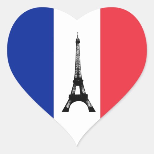 French flag  Eiffel Tower _ France sports fans Heart Sticker