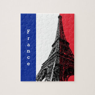 French flag & Eiffel Tower - France /sports fans Jigsaw Puzzle