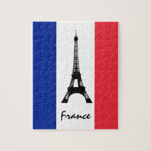 French flag & Eiffel Tower - France /sports fans Jigsaw Puzzle