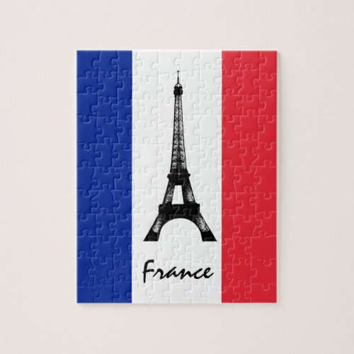 French flag  Eiffel Tower _ France sports fans Jigsaw Puzzle
