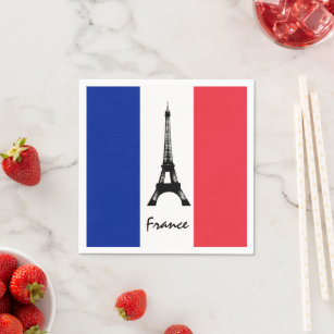 French flag & Eiffel Tower - France /sports fans Napkins