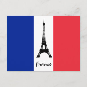 French flag & Eiffel Tower - France /sports fans Postcard