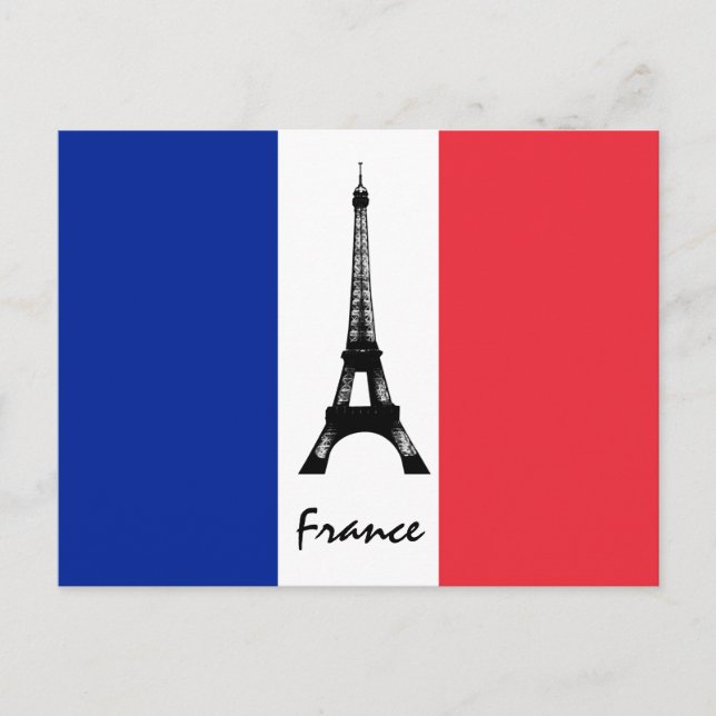 French flag & Eiffel Tower - France /sports fans Postcard (Front)