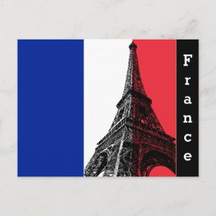 French flag & Eiffel Tower - France /sports fans Postcard
