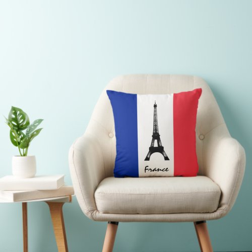 French flag  Eiffel Tower _ France sports fans Throw Pillow