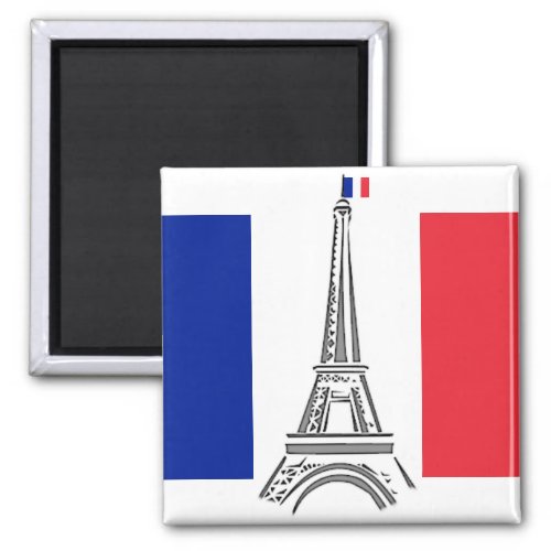 French Flag Eiffel Tower Paris Magnet