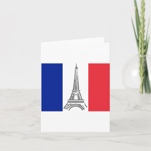 French Flag Eiffel Tower Paris Note Card
