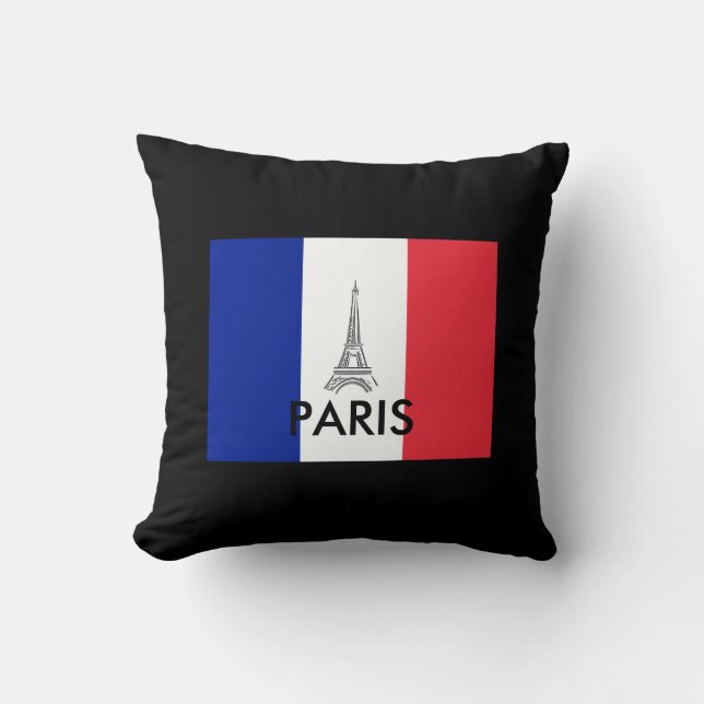 French Flag Eiffel Tower Paris Theme Throw Pillow (Front)