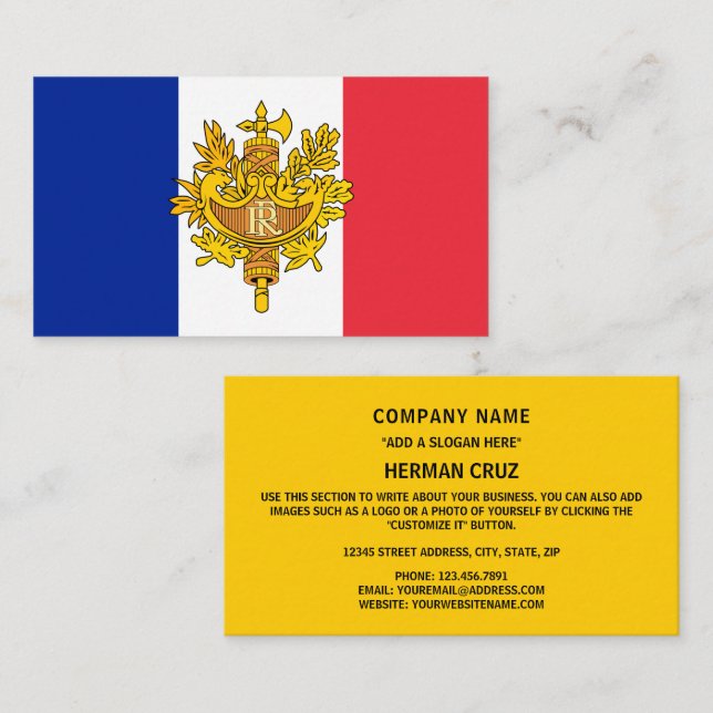 French Flag & Emblem, Flag of France Business Card (Front/Back)