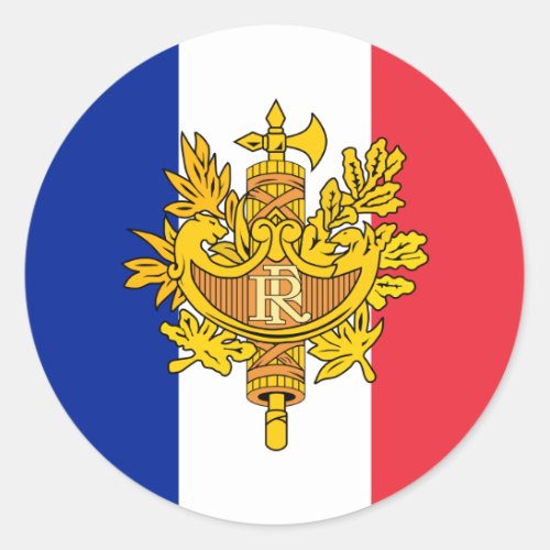 French Flag  Emblem Flag of France Classic Round Sticker
