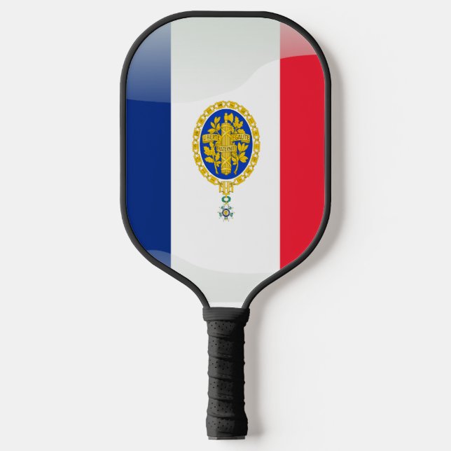 French flag-emblem pickleball paddle (Front)