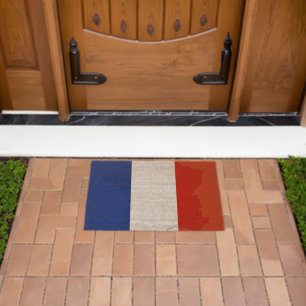 French flag fiber doormat