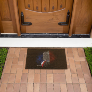 French flag fiber doormat