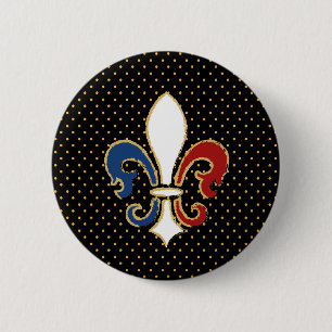 French Flag Fleur de Lis with Gold Button