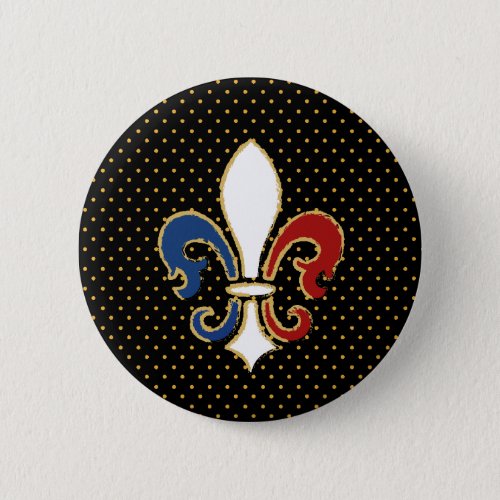 French Flag Fleur de Lis with Gold Button