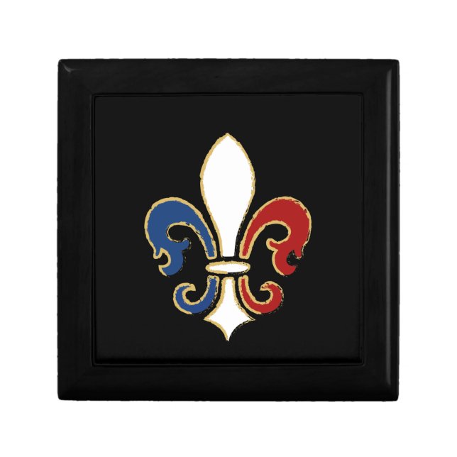 French Flag Fleur de Lis with Gold Gift Box (Front)