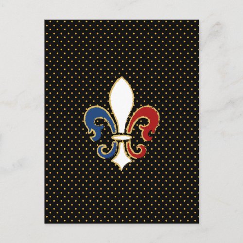 French Flag Fleur de Lis with Gold Postcard