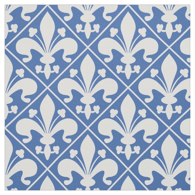 French Flag Fleur de Lys Blue and white Fabric (Swatch)