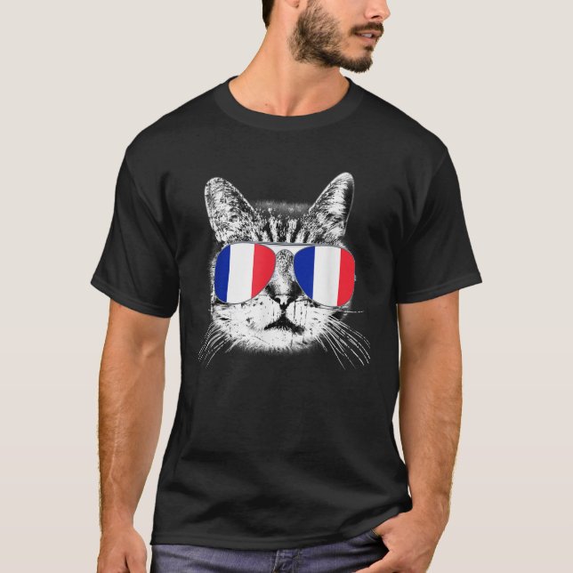 French Flag France Gift Cat Lover Pride Men Women  T-Shirt (Front)