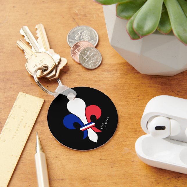 French Flag & France, Lily - fleur fashion /sports Keychain (Desk)