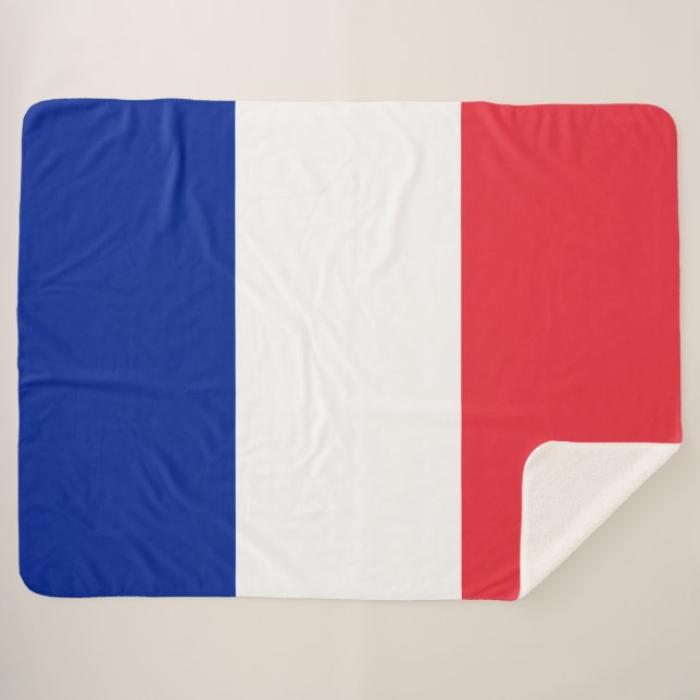 French Flag (France) Sherpa Blanket (Front (Horizontal))