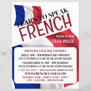 French Flag, French Language Course Advertising Flyer