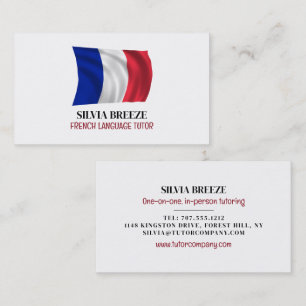 French Flag, French Language Tutor, Teacher Business Card