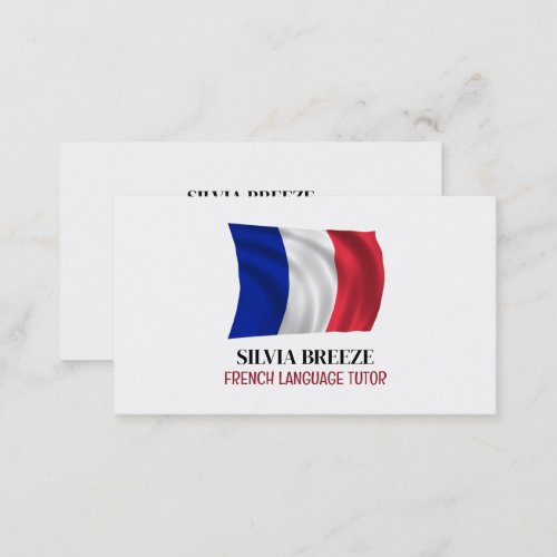 French Flag French Language Tutor Teacher Business Card