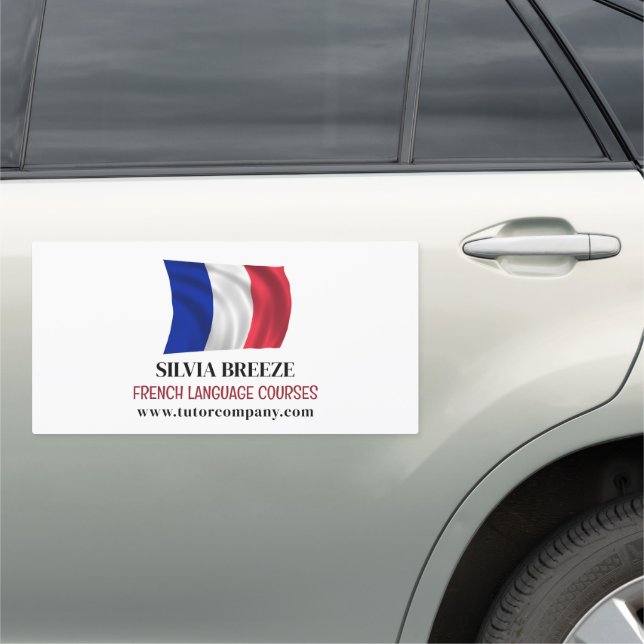 French Flag, French Language Tutor, Teacher Car Magnet (In Situ)