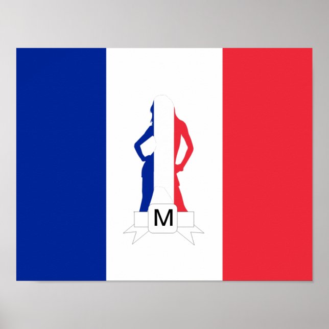 French flag & girl monogram poster (Front)